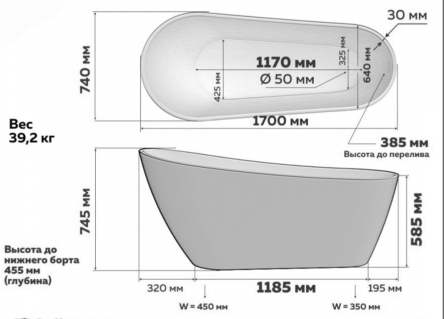Ванна акриловая Alpen Elegant ALP24130110 170x74