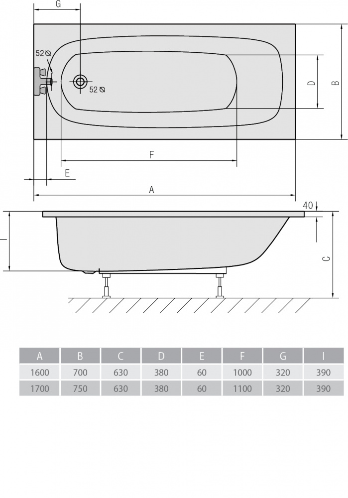 Акриловая ванна ALPEN Laura 160